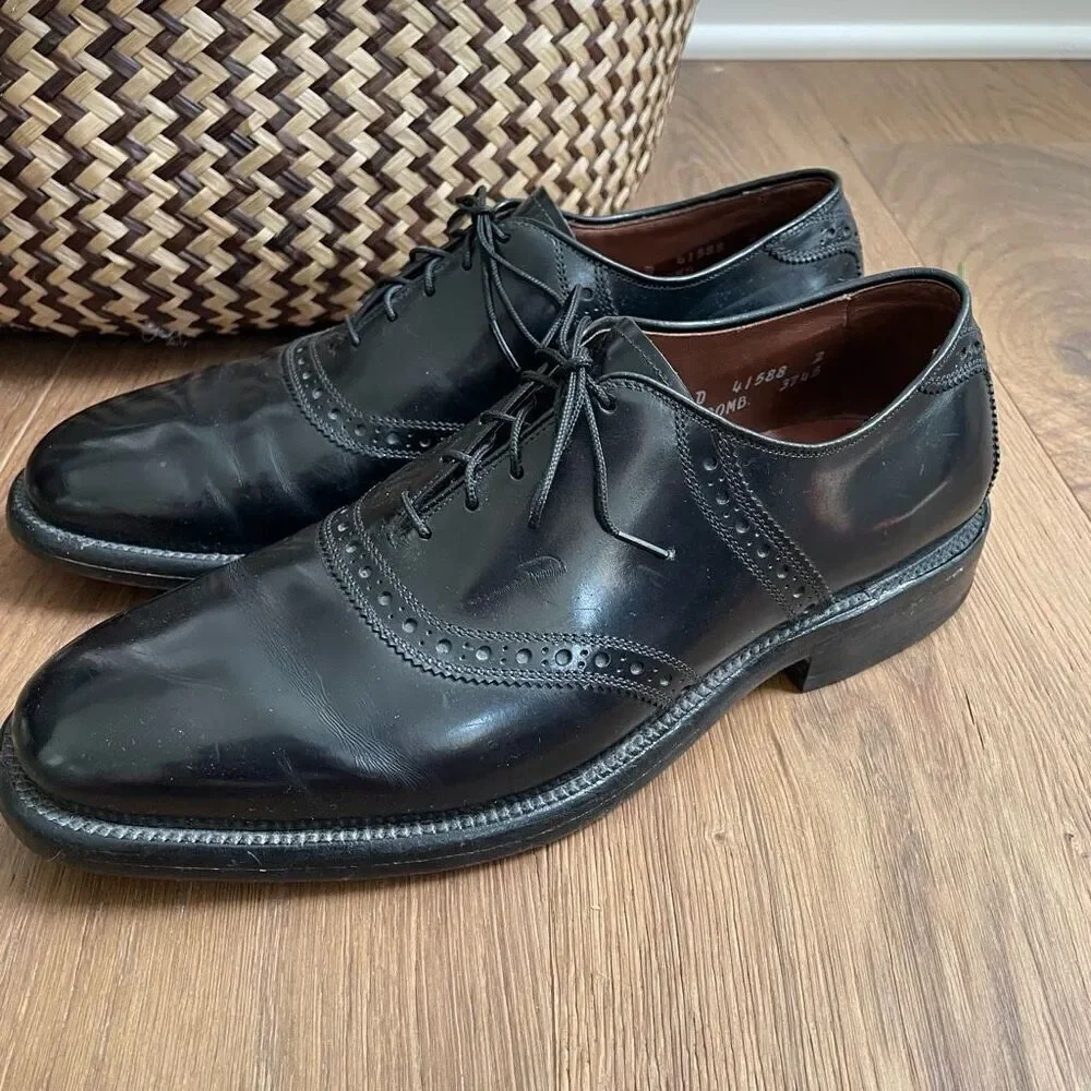 Allen Edmonds Black Leather Polo Shelton Oxford Dress Shoes Mens $425 8